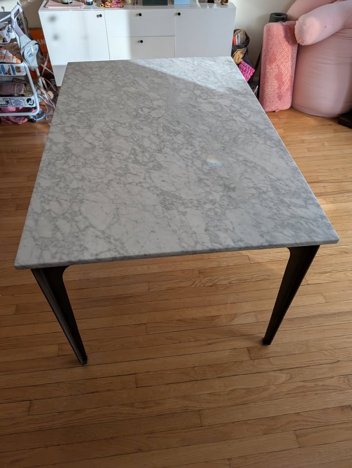 CB2 Paradigm Marble Brass Dining Table - photo 3
