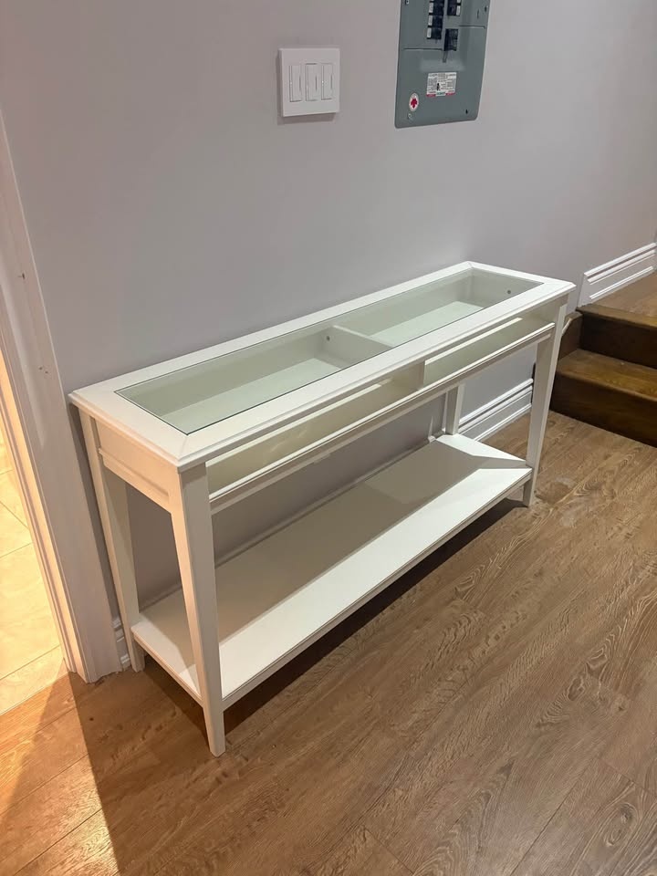 IKEA LIATORP Console Table with Glass Top – White