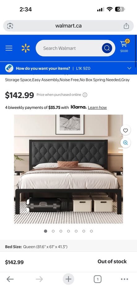 NEW Queen Bed Frame - Grey Upholstered Tufted Headboard - photo 5