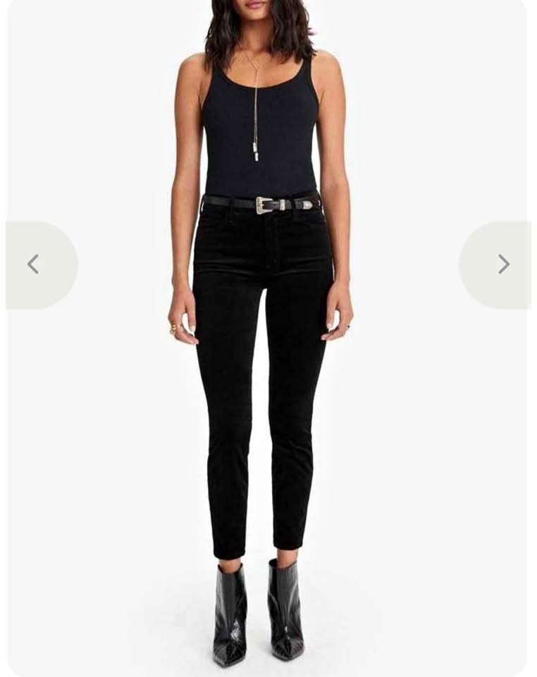 MOTHER Black Velvet Skinny Jeans Size 24