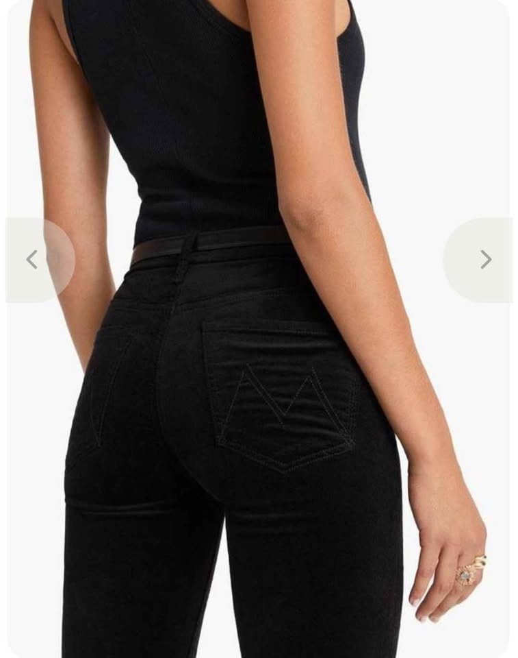 MOTHER Black Velvet Skinny Jeans Size 24 - photo 2