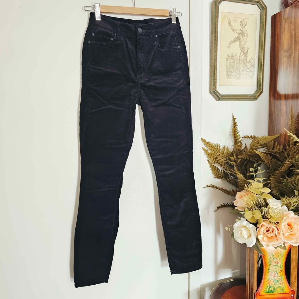MOTHER Black Velvet Skinny Jeans Size 24 - photo 3