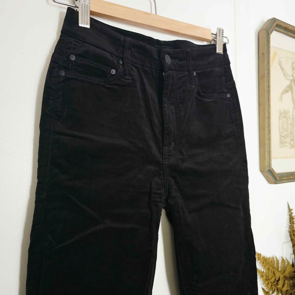 MOTHER Black Velvet Skinny Jeans Size 24 - photo 4