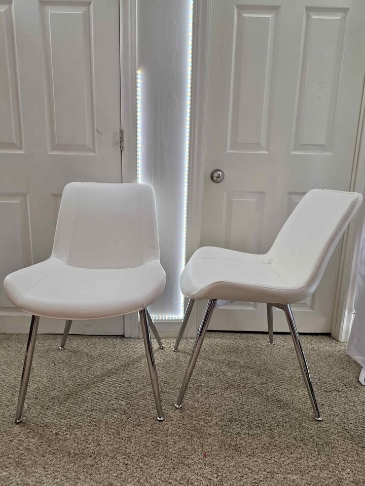 George Oliver White PU Leather Dining Chairs - Set of 2 - Brand
