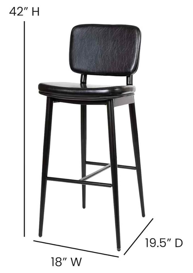 Black Faux Leather Bar Stools - 42" H (Set of 2) - photo 4