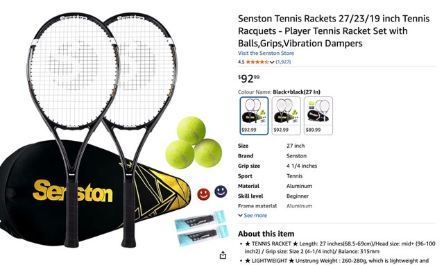 BRAND NEW Tennis Set with Balls, Grips, Vibration Dampers - photo 3