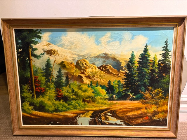 Framed Mountain Landscape Wall Art - Rustic Scenic Decor