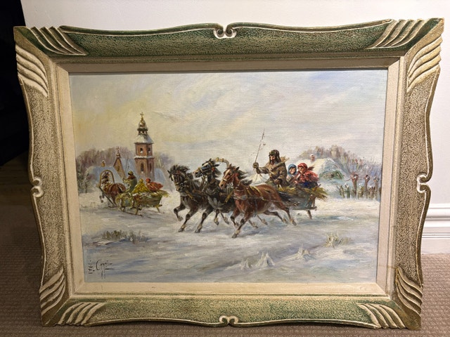 Hand-Painted Winter Scenes - Originals in Ornate Frames - photo 2