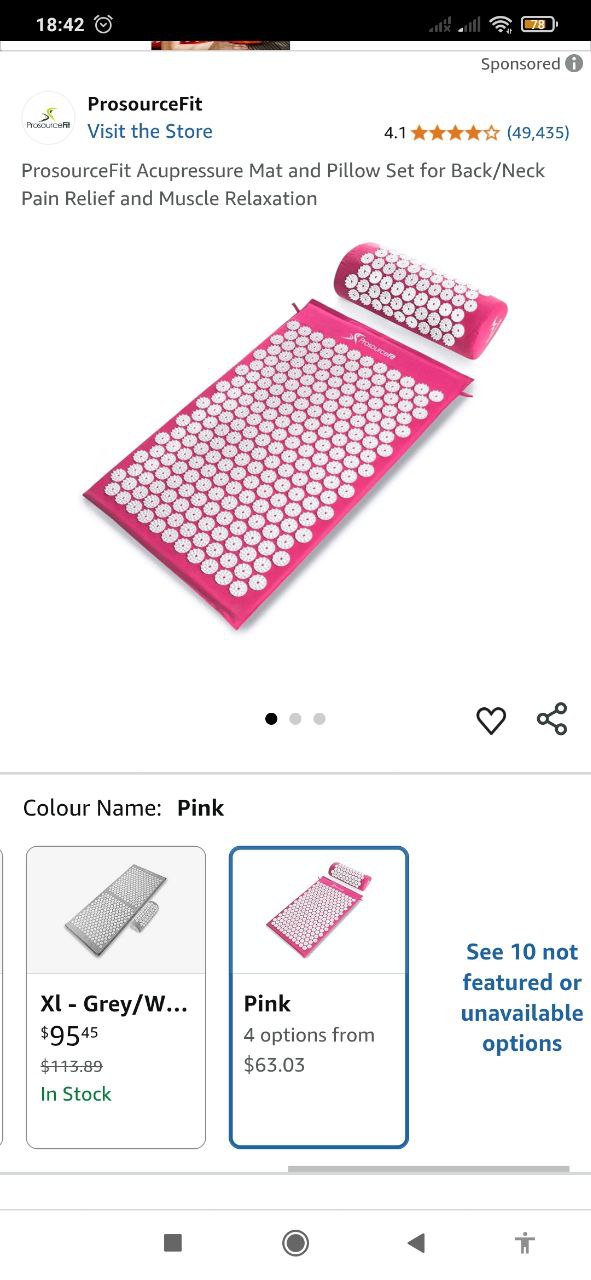 NEW Acupressure Mat and Pillow Set Back Neck Pain Relief Relax - photo 2