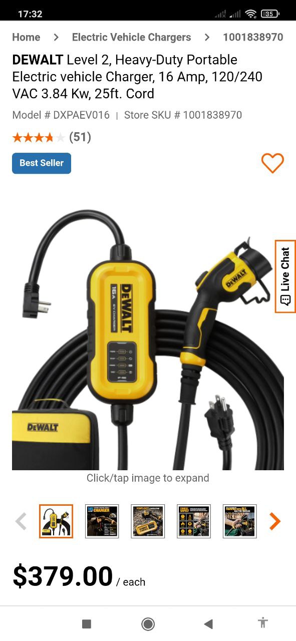 DEWALT Portable EV Charger Level 2 (16 Amp) - photo 2