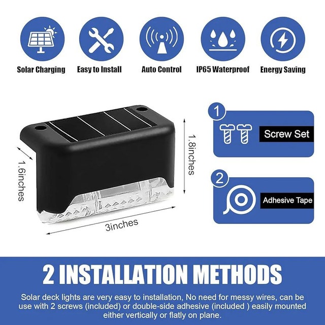 Set of 8 Solar Step & Fence Lights - Outdoor Waterproof - photo 4