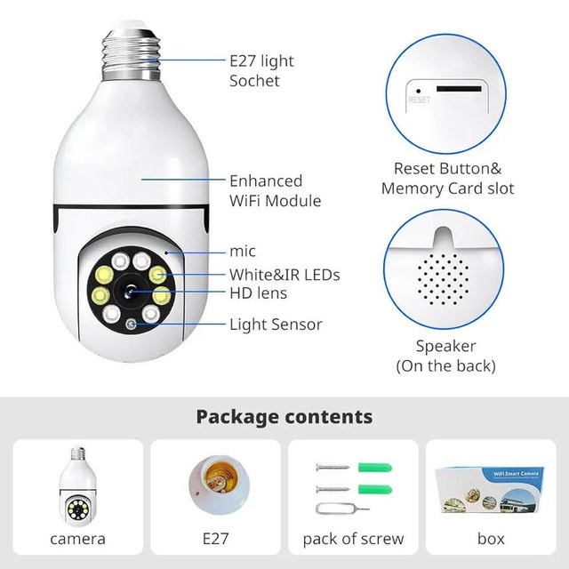 5G Light Bulb Security Camera 1080P Wireless Outdoor Indoor