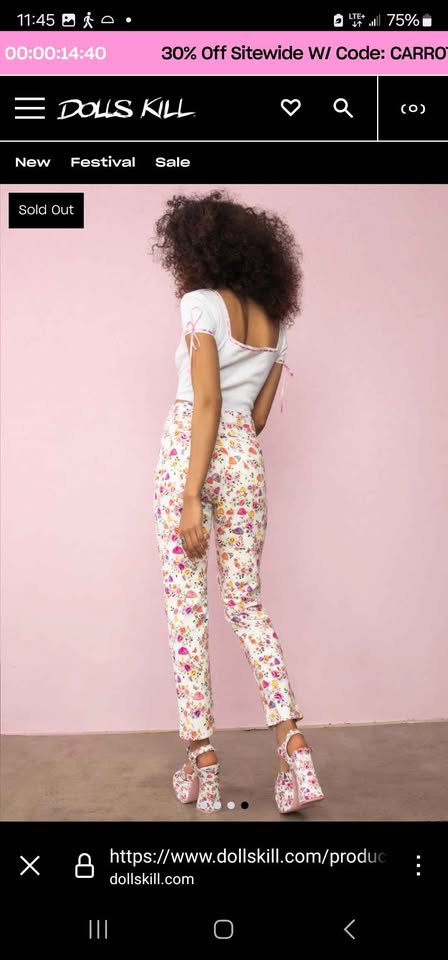 Size 2X Dolls Kill Mushroom Butterfly Print Mom Jeans - photo 2