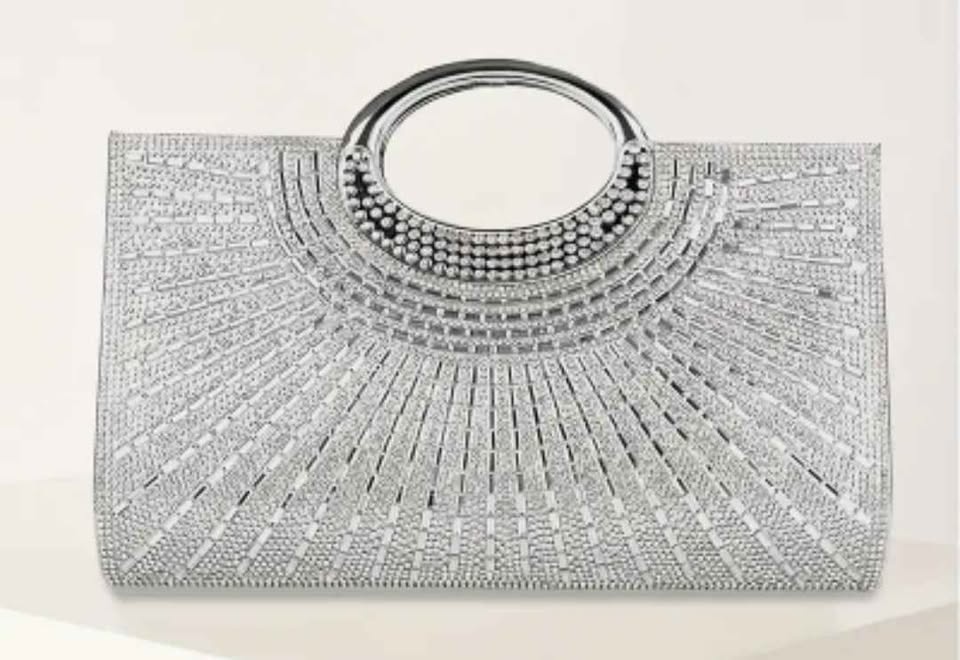 Brand new silver glitter luxury party evening bag for women - photo 2