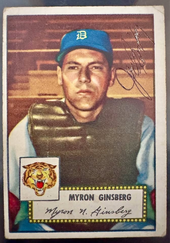 Autographed 1952 Topps Joe Ginsberg Baseball Card - Detroit Tige