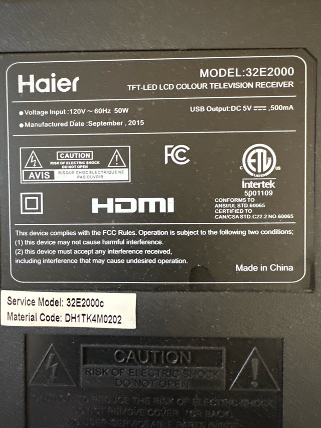 32" LCD Haier TV (Model 32E2000)