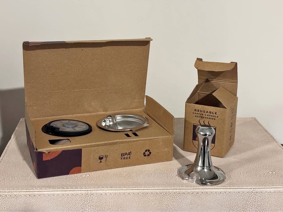 Stainless Steel Tamper & Reusable Tassimo Pods (4 Lids) 🏆