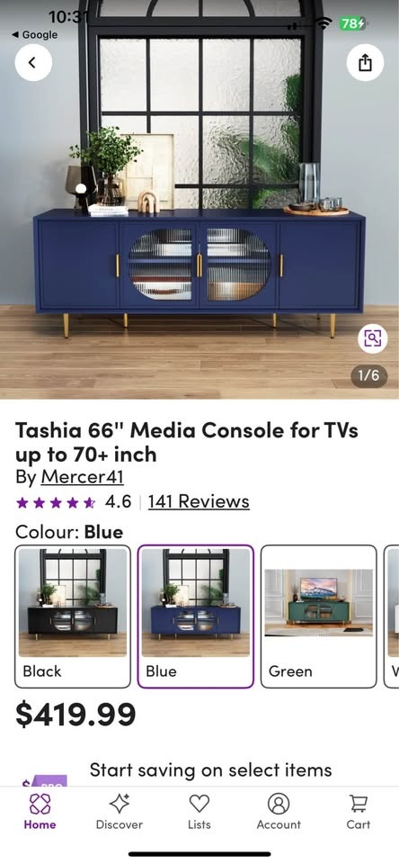 TASHIA 66" Blue Media Console for TVs up to 70+ inches - photo 4