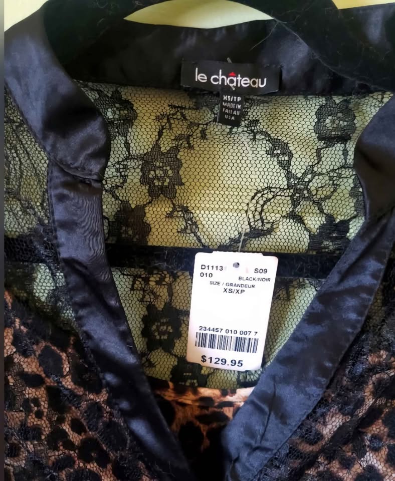 Brand new size XS Y2K leopard & lace pencil dress Le Chateau - photo 3