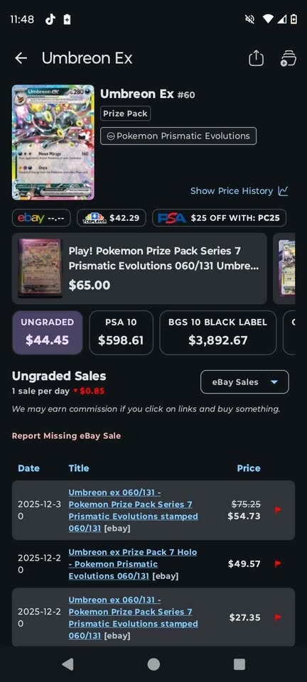 Umbreon ex prismatic (prize pack series 7) - photo 4