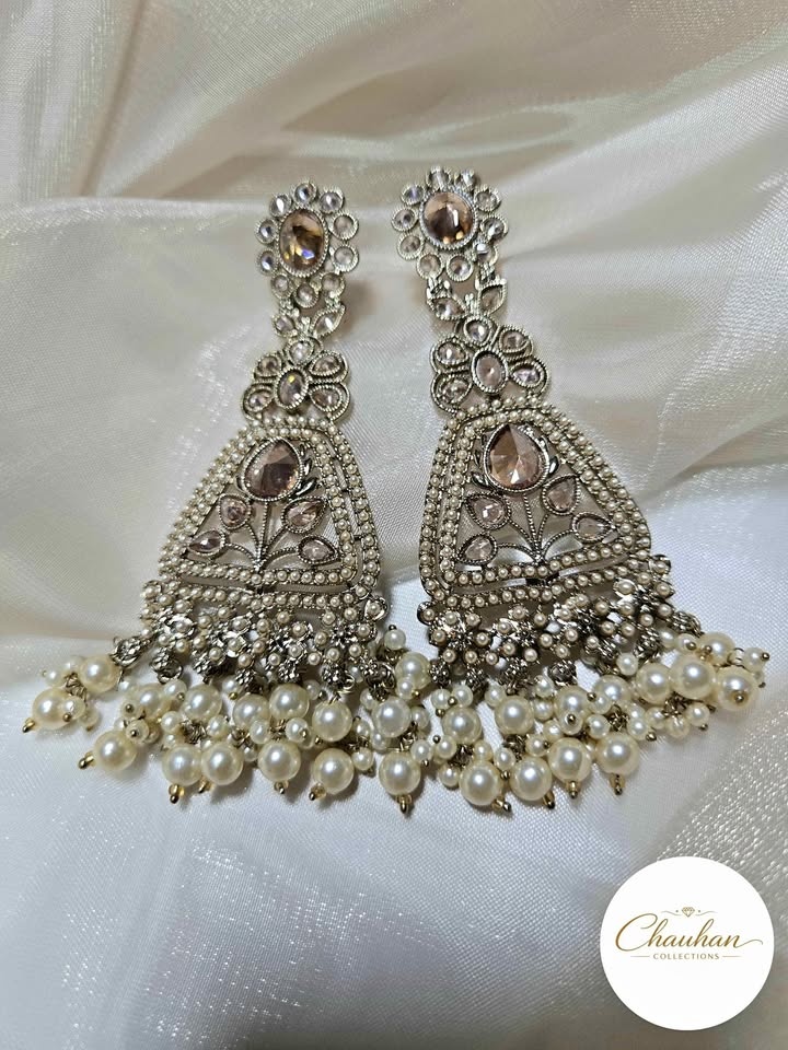 Elegant Statement Earrings with Pearl Detailing