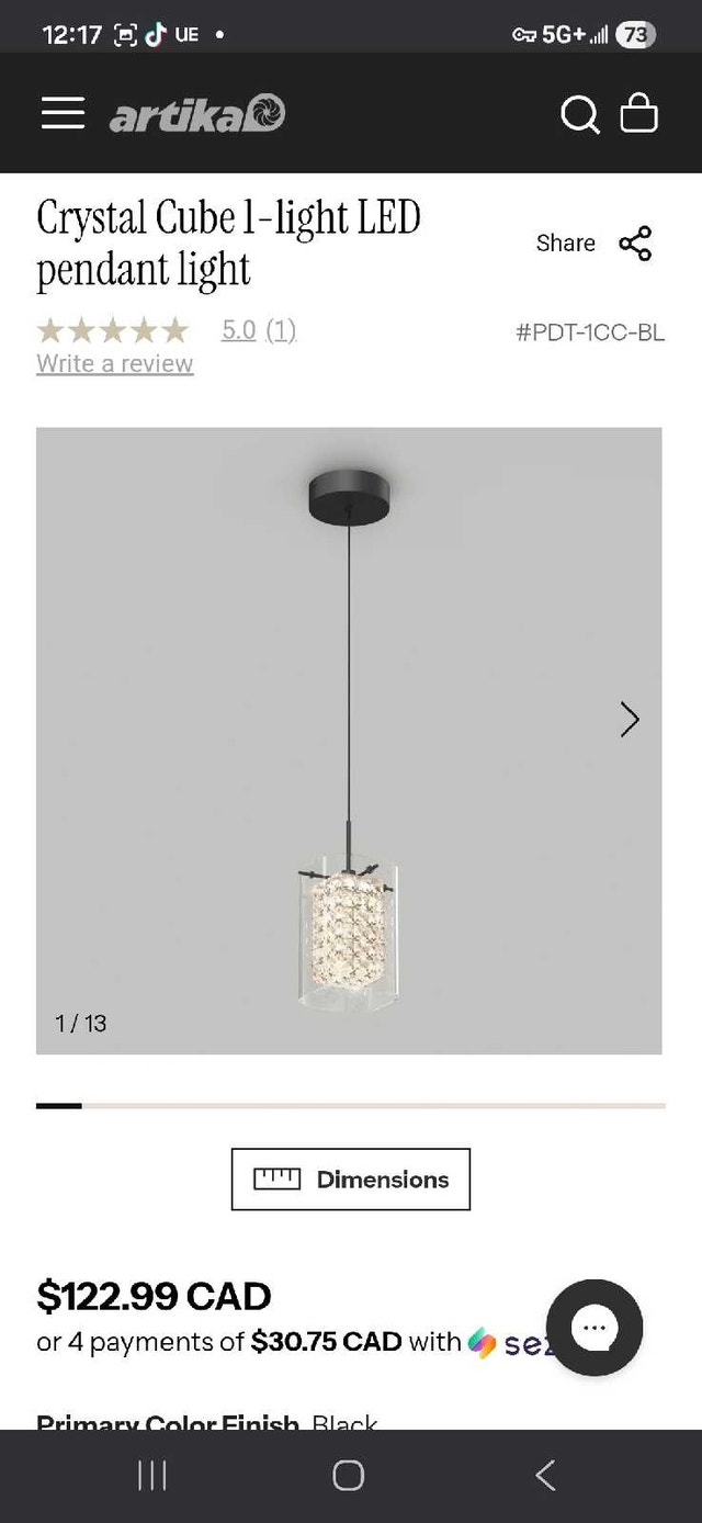 New Crystal Cube LED Pendant Light – In Box - photo 3