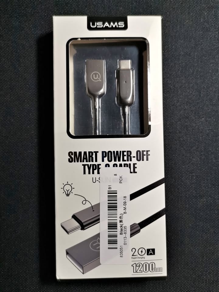 USAMS Smart Power-Off USB-A to Type-C Cable