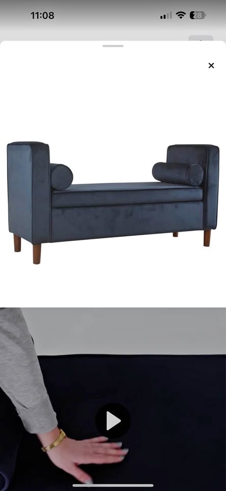 Navy Velvet Storage Bench (George Oliver / Wayfair)
