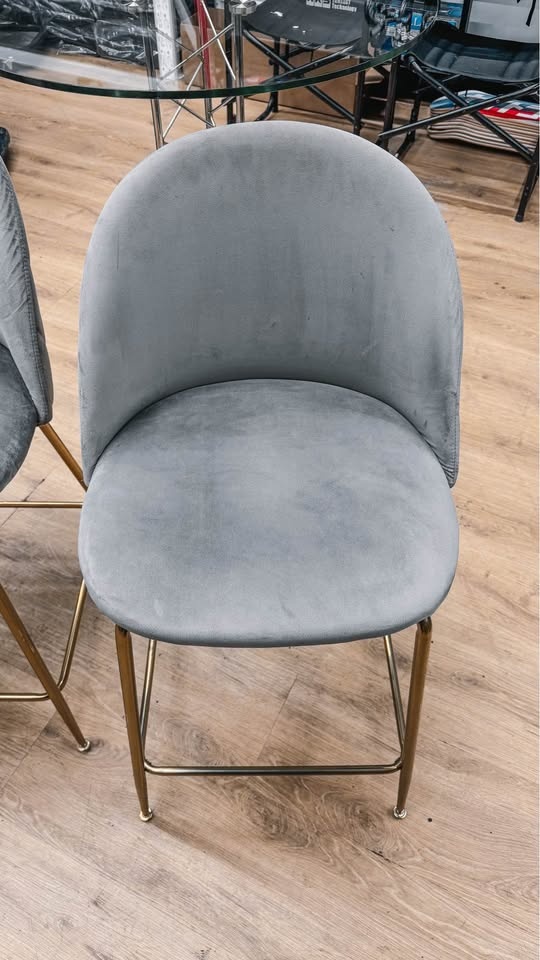 Modern Grey Velvet Bar Stools (Set of 3) - photo 4
