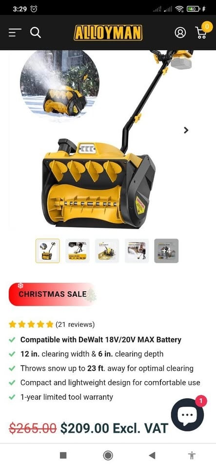 NEW Cordless Snow Shovel for DeWalt 20V Battery (Tool Only) - photo 2