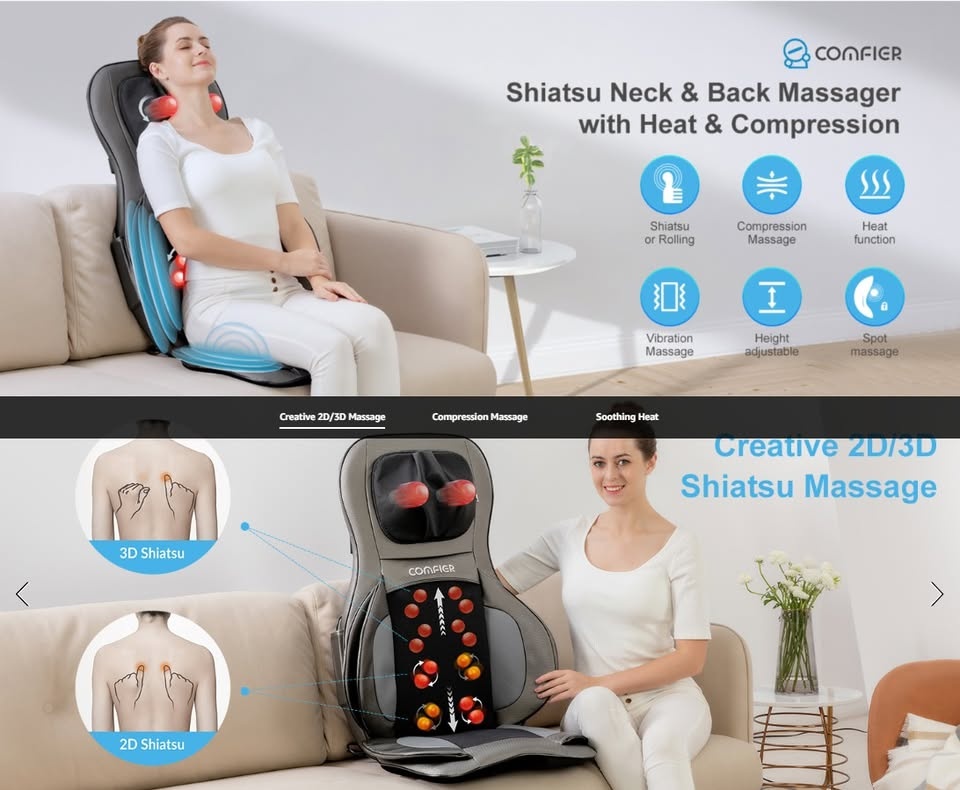 COMFIER 2D/3D Shiatsu Neck & Back Massager with Heat - photo 5