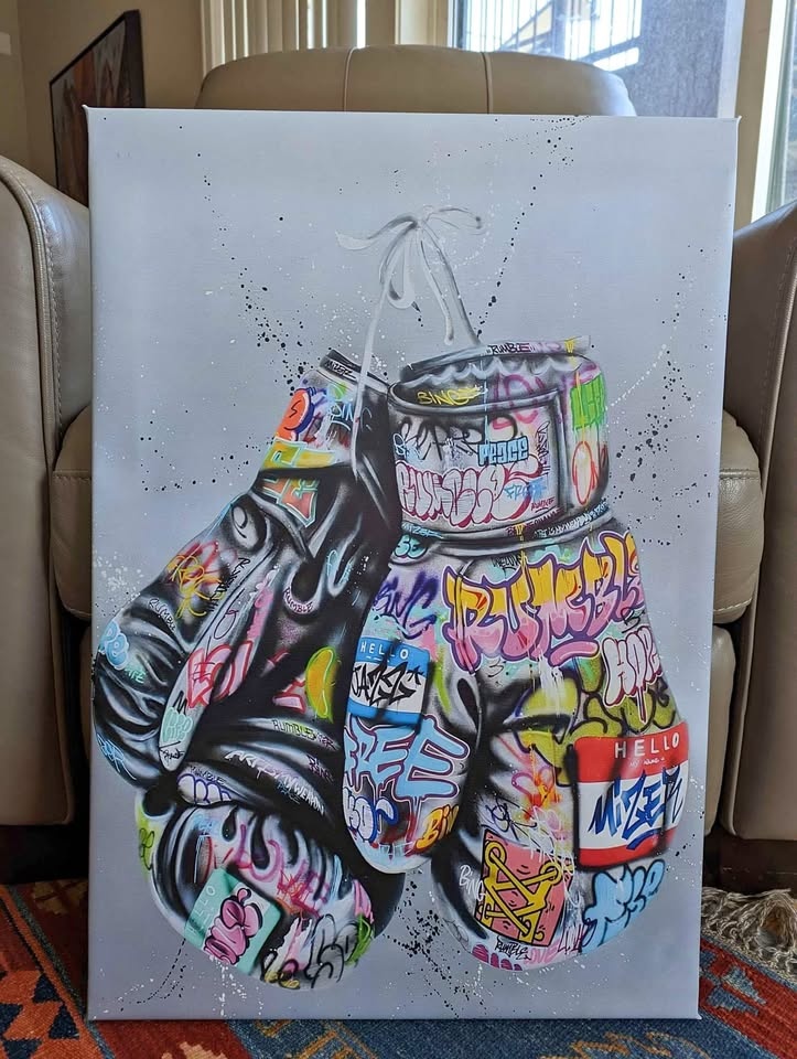 Wall Art Framed Graffiti Gloves Canvas 18 X 26