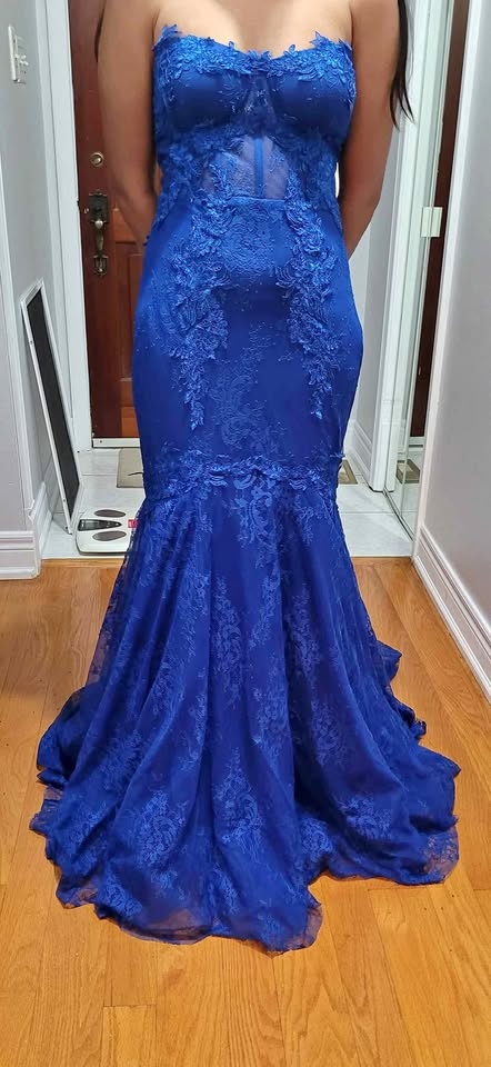 Royal Blue Lace Mermaid Gown - Medium