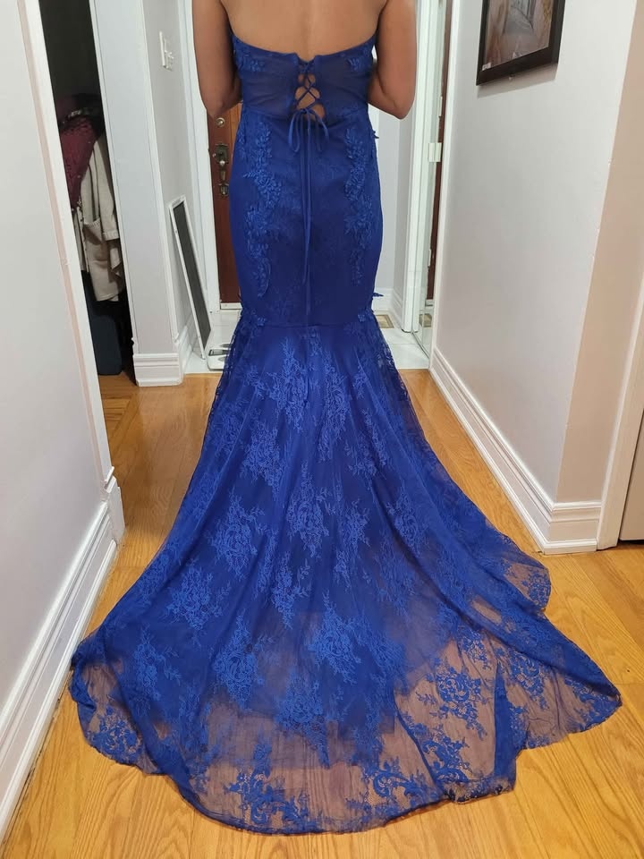 Royal Blue Lace Mermaid Gown - Medium - photo 2
