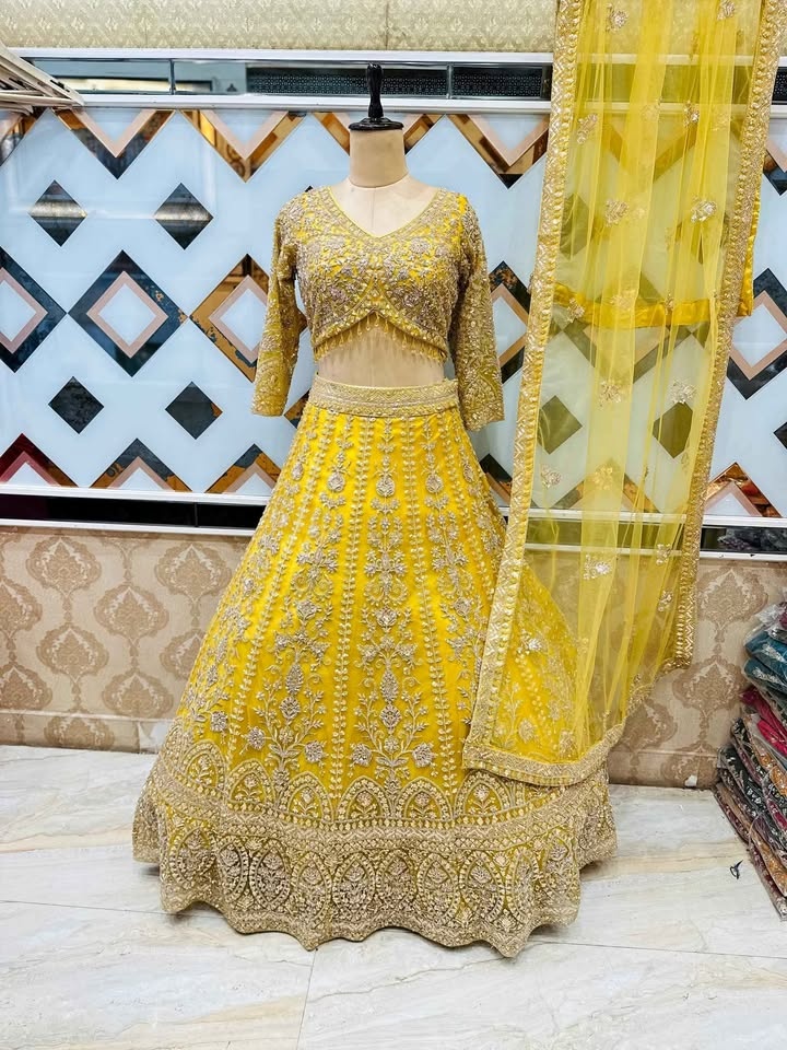 Yellow Lehenga - Beautiful Handmade Embroidery
