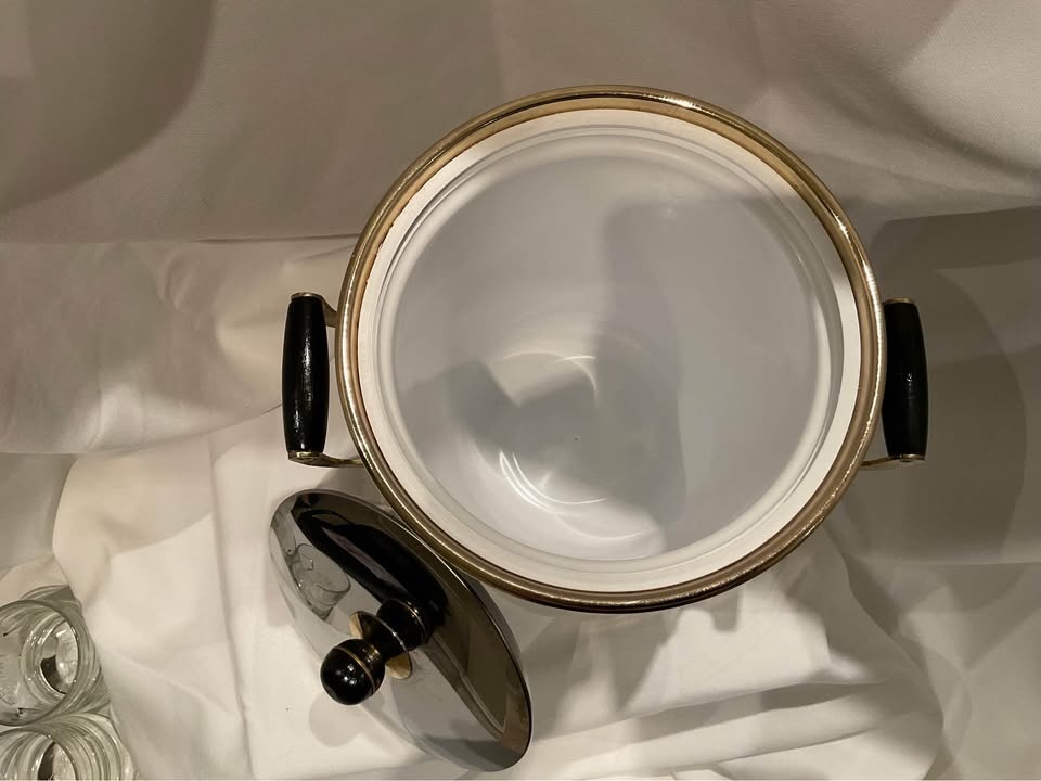 Vintage Ice Bucket - Stainless Steel, Brass Accents, Wood Handle - photo 4