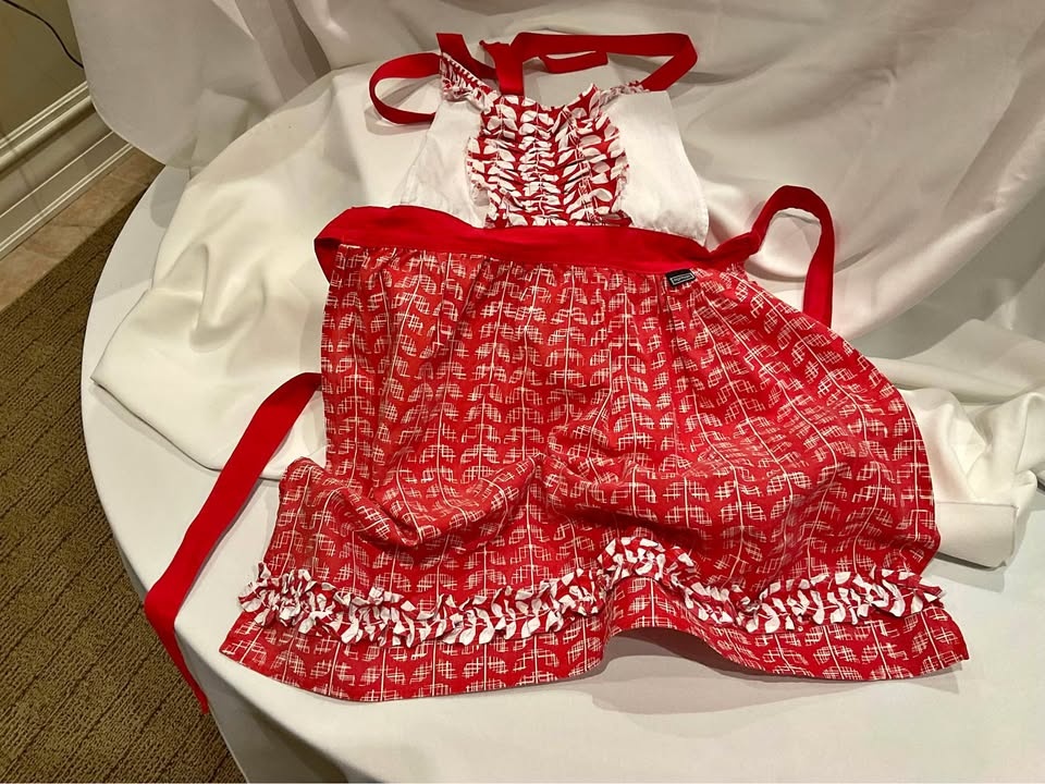 Apron Vintage Full Apron Red Ruffles