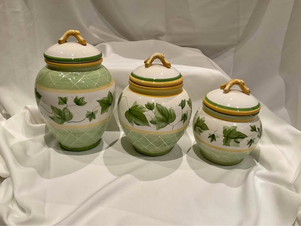 Waverly China Kitchen Canisters - Gazebo Pattern