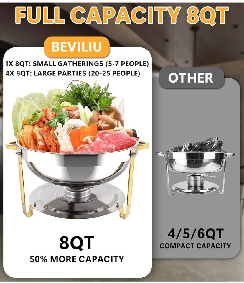 Beviliu 8QT Chafing Dish Buffet Food Warmer - New - photo 5