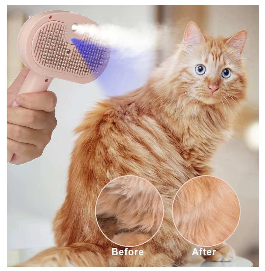 Pet Steam Hair Comb Brush, 4 in 1 (Pink) - New - photo 2