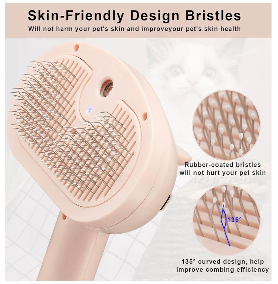 Pet Steam Hair Comb Brush, 4 in 1 (Pink) - New - photo 5