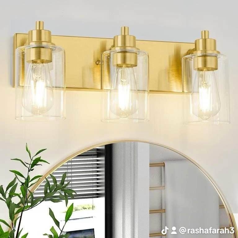 Gold Bathroom Vanity Light, Modern Wall Fixture