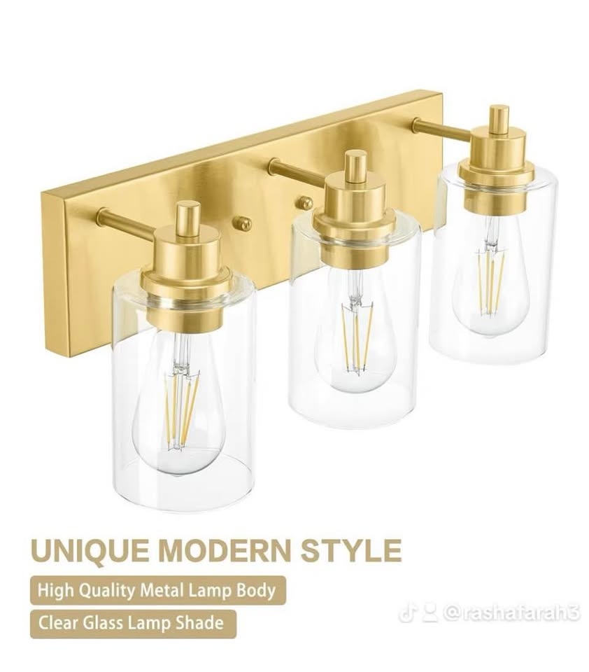 Gold Bathroom Vanity Light, Modern Wall Fixture - photo 2