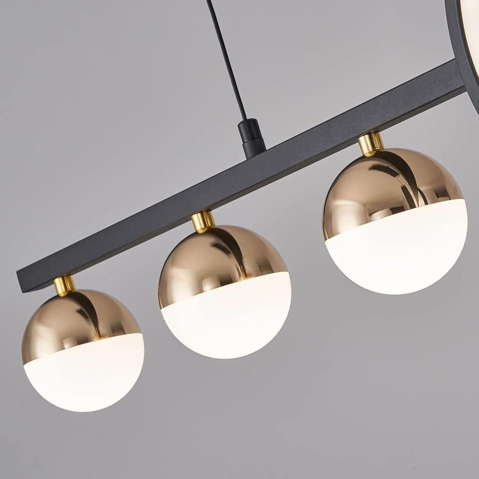 Modern Black & Gold LED Chandelier - Dimmable, Remote - photo 4