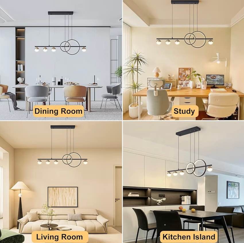 Modern Black & Gold LED Chandelier - Dimmable, Remote - photo 5