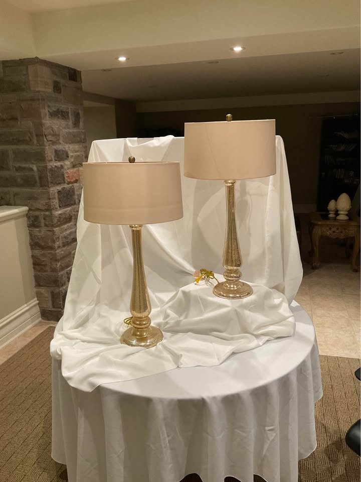 PAIR of Gold Mercury Table Lamps