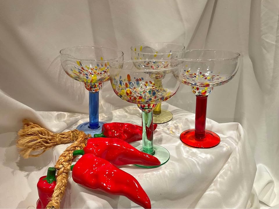 Vintage Confetti Margarita Glasses Set of 4