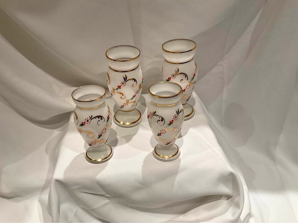 Vintage Hand Painted Victorian Vases Set of 4