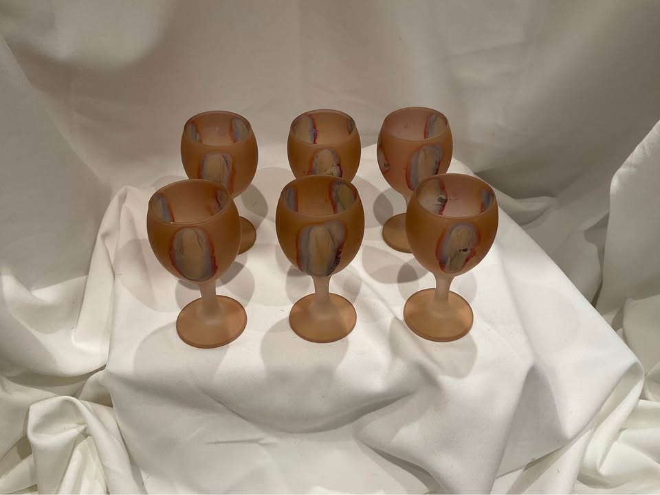Vintage Rueven Art Nouveau Watercolour Frosted Wine/Cordial Glas - photo 2