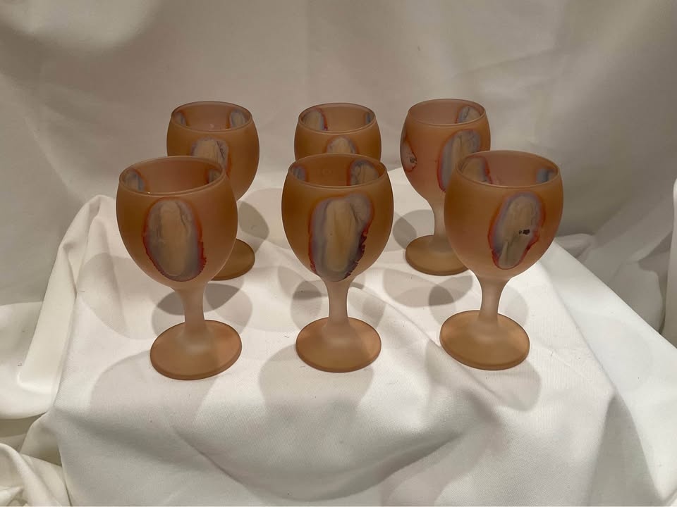 Vintage Rueven Art Nouveau Watercolour Frosted Wine/Cordial Glas - photo 3